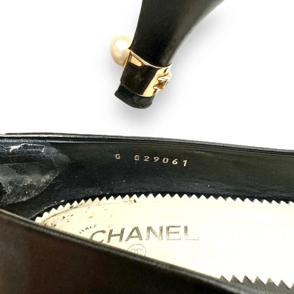 Chanel Black Matte Leather CC Gold Logo and Pearl Chanel Black Matte Leather CC Gold Logo and Pearl