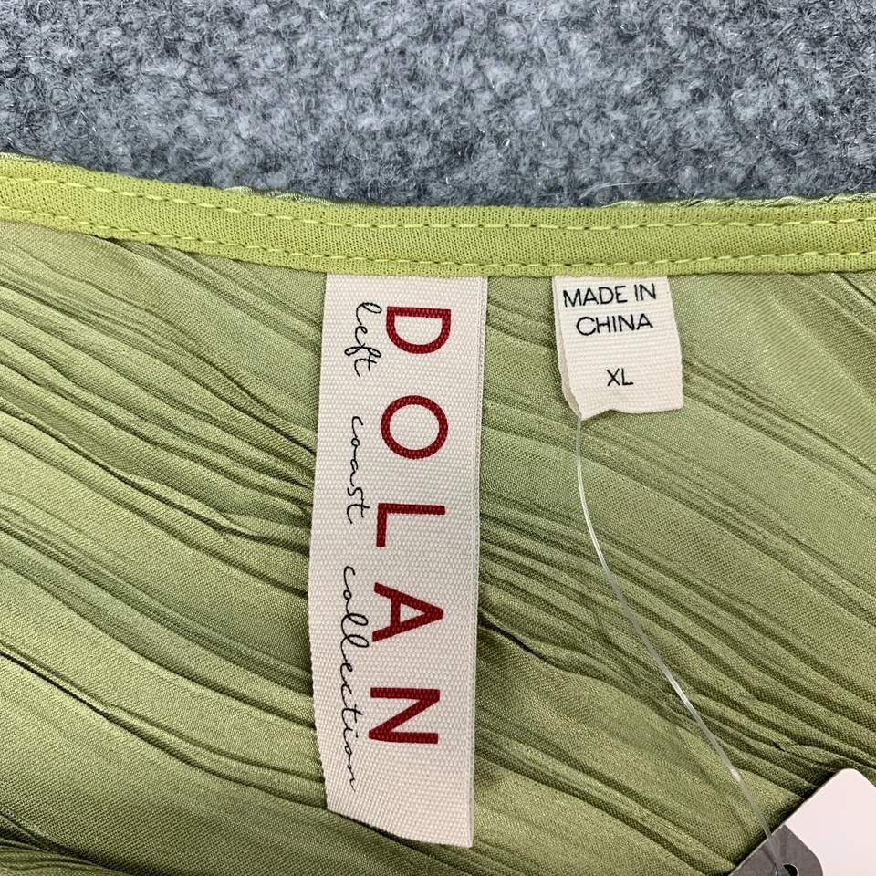 Anthropologie Dolan 背心上衣女式 XL 绿色打褶单肩不对称下摆 — 第 4/4 张图片