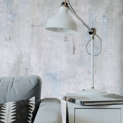 Teal Blue gray Faux worn out distressed industrial weathered concrete wallpaper