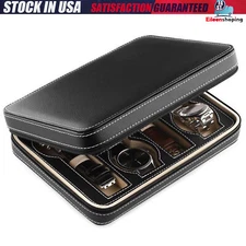 8 Slot Watch Box Display Organizer Storage Travel Watch Case W/ Zipper PU