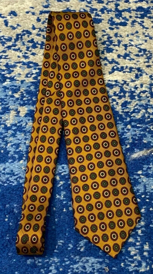 Corbata Brooks Brothers Boys Borgoña Verde Trigo Mostaza Oro Geométrica Seda EE. UU. Foto 2 de 4