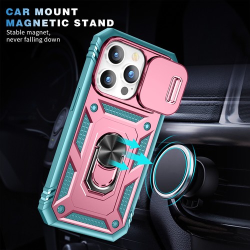 For iPhone 15 16 Pro Max 14 13 12 11 XS Ring Holder Stand Case Slide Lens Cover - Picture 24 of 102