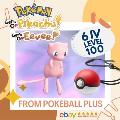 Mew Pokeball Plus Normal Level 100 Pokemon Let's Go Pikachu Eevee Legit 6IV Ball