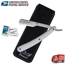 Sharpend Handle Straight Edge Barber Razor Folding Shaving Knife with, 10 Blade