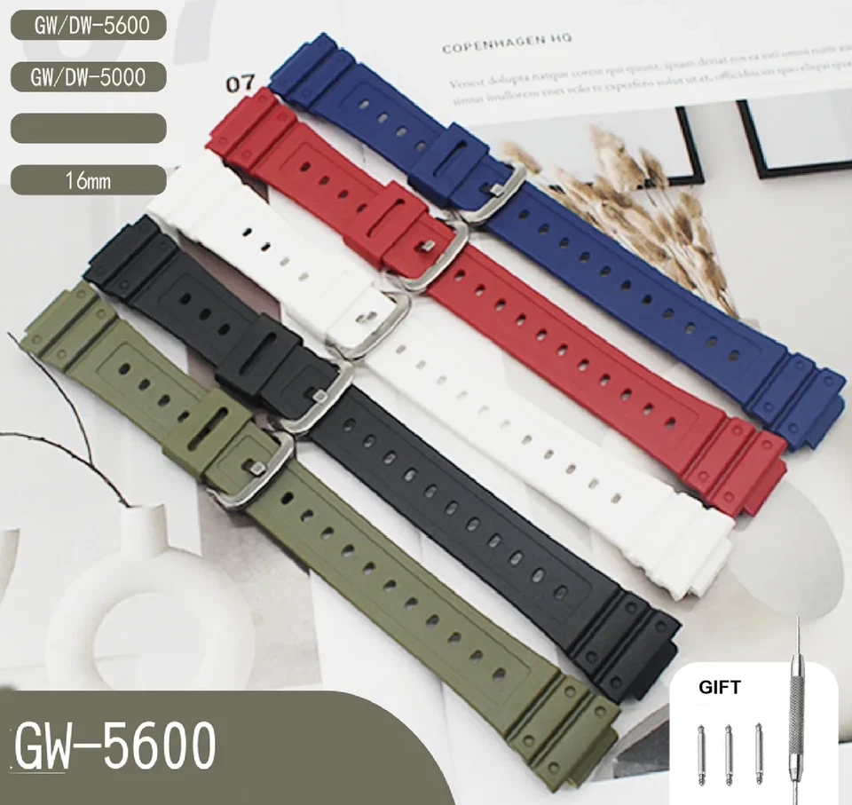 Новый резиновый ремешок для часов Casio DW5600 GW5000 ​GW-M5600 GWX-5600 16 мм  - Изображение 2 из 4