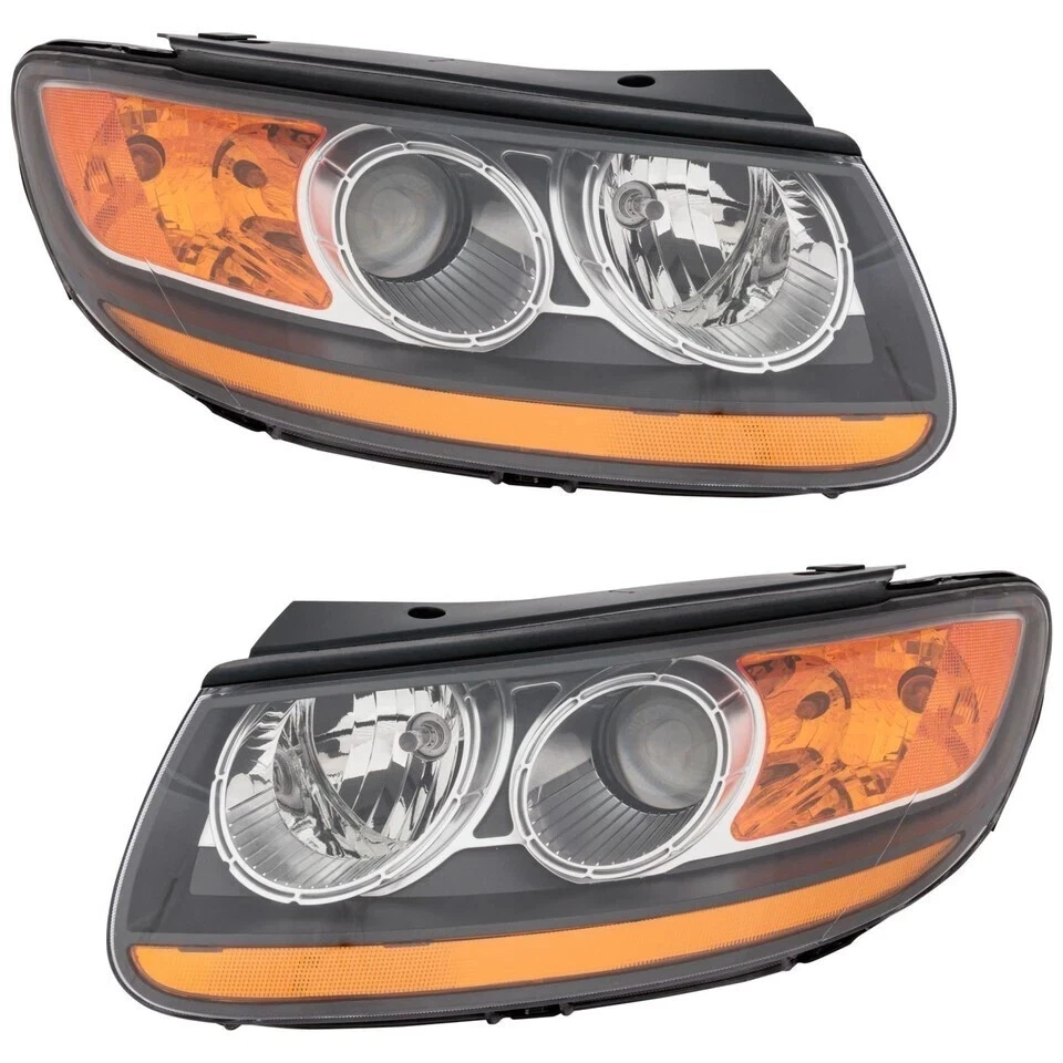 Front Grille Assembly & Headlight Assembly Kit For 2007-2009 Hyundai Santa Fe - Image 4 of 4