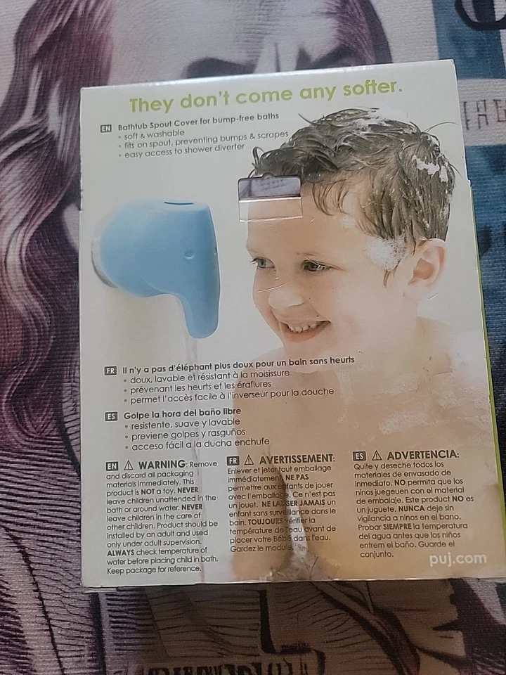 Puj Snug Ultra Soft Spout Cover for Baby Safe Bath Time Fun Elephant Trunk Blue - Image 2 of 3