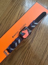 HERMES Apple Watch Bridon Nylon Knit Band 1.4in Blue Good Condition