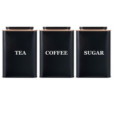 Bayseun Tea Coffee Sugar Canisters, Set of 3 Tea Coffee and Sugar Canisters f...