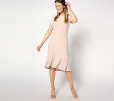 Dennis Basso Women's Plus Sz Dress 1X Caviar Knit Flounce Brown A647100