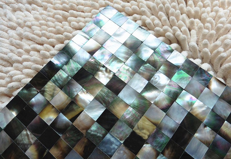 11PCS Black lip shell mosaic groutless tile shower bathroom kitchen decoration