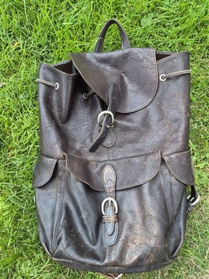 Vintage London Fog Brown Leather Buckle  Bookbag