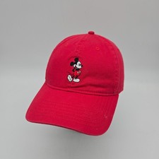 Disney Mickey Mouse Strapback Hat Baseball Cap Red Embroidered OSFA
