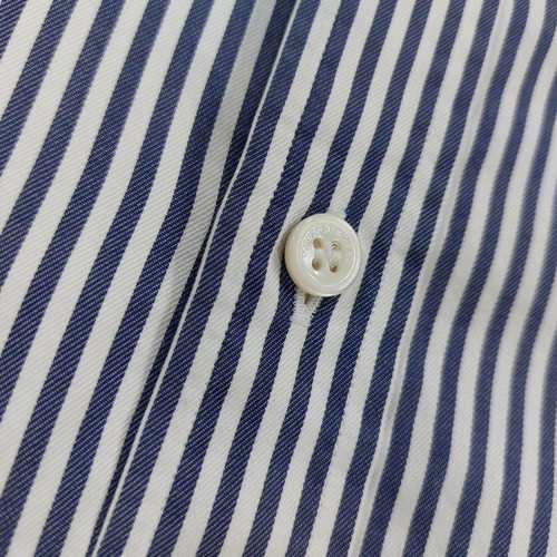 Gieves and Hawkes Button Up Hemd Herren Gr. 16, neue Passform, französische Manschette, marineblau gestreift - Bild 6 von 13