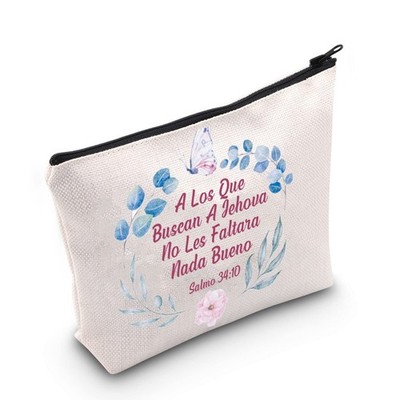 POFULL JW Ministry Salmo 34:10 Spanish Cosmetic Bag Pioneer Gift Salmo 34：