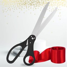 Giant Ribbon Cutting Ceremony Kit - Large 25 Inch Black Grand Opening Scissors a
