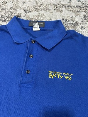 Vintage Disney World Party  98 Polo Shirt Blue Embroidered Mens XL