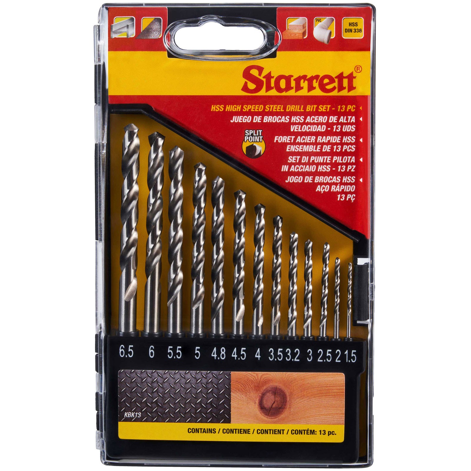 Starrett HSS Split Point Drill Bit Set, 13 Piece