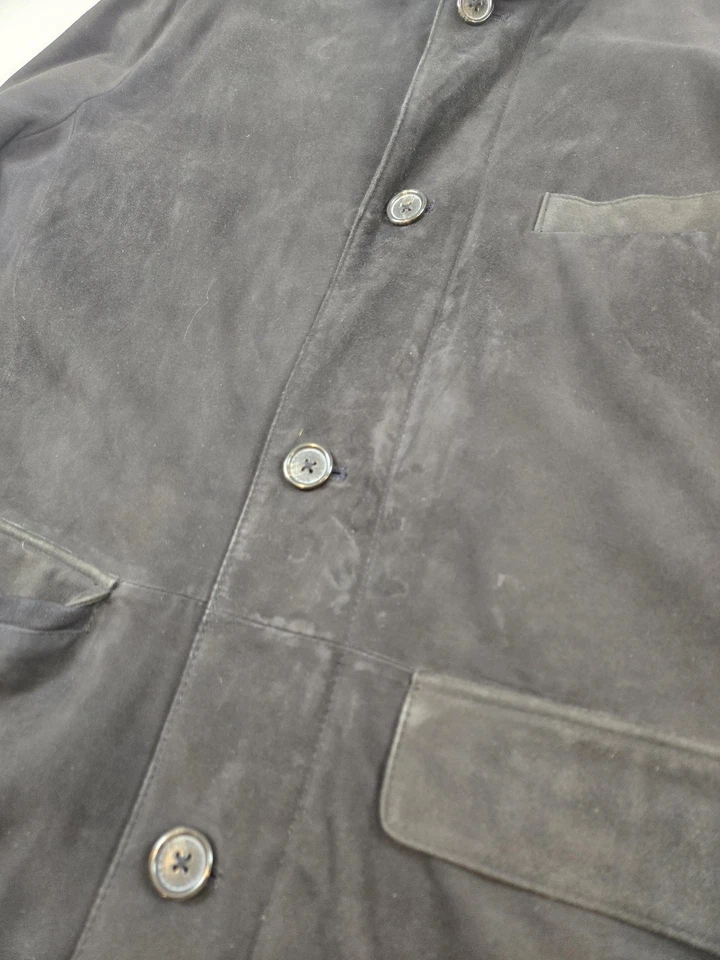 Brooks Brothers Leather Jacket Mens Medium Black Suede Blazer Coat Linen Lined - Image 2 of 4