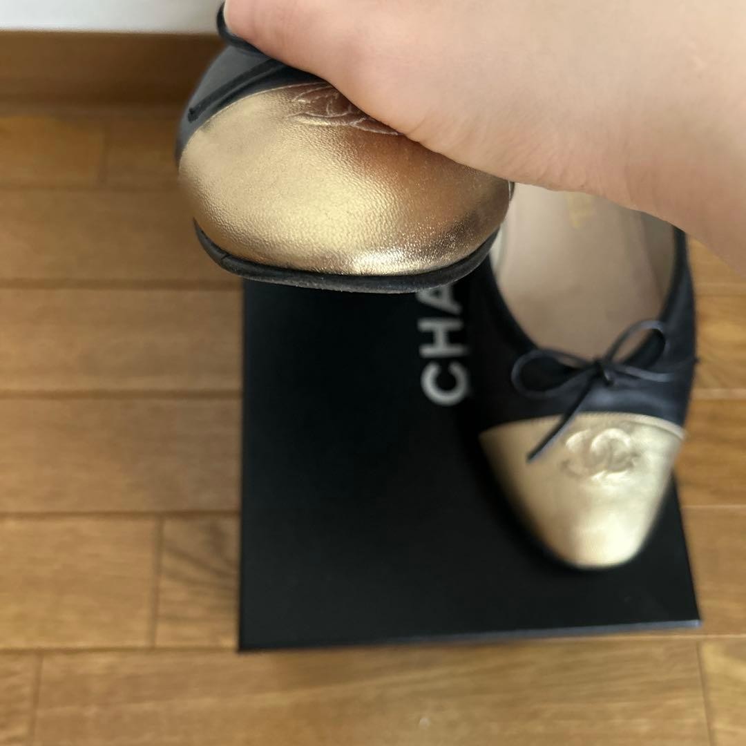 Chanel Flats Shoes Black X Gold With Coco Mark Size 37 US About7 For Women thumbnail 2