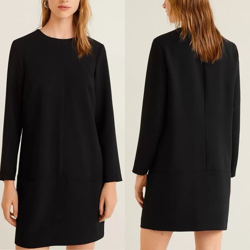 NWT Mango Suit Long Sleeve Shift Dress Womens Size S Small Black - 第 2/7 張圖片