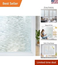 Window Privacy Film, Frosted Glass Static Cling Sun Heat Blocking Window Clin...