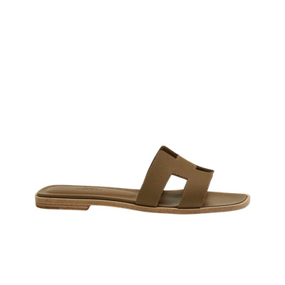 Hermes Oran Sandal Epsom & Etoupe H202272ZX3 Authentic Women Slippers
