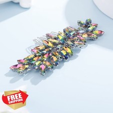 Teyglen Colorful Rhinestone Bridal Hair Comb, Side Accessories