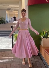 ZARA NEW SS25 WOMAN ZW COLLECTION FLared COTTON MIDI SKIRT Pink  9479/061 L, XL