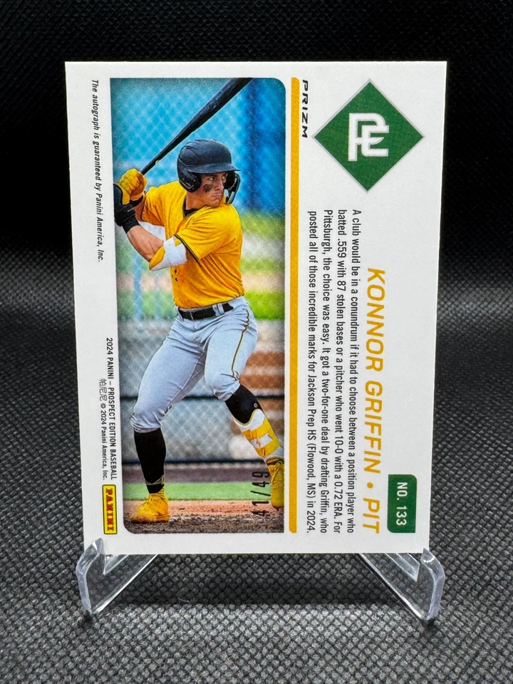 Konnor Griffin Auto /49 2024 Panini Prospect Ticket Edition Pittsburgh Pirates - Image 2 of 2