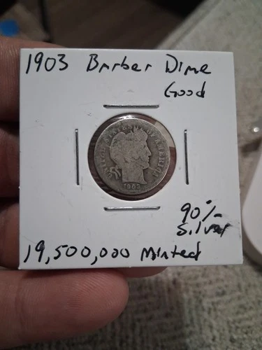 1903-P Barber 90% Silver Dime