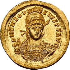 NGC MS Strike 5/5 Surface 4/5 Theodosius II Gold Solidus Eastern Roman Empire