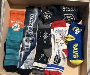 Lot Of 6 Men’s Socks. Sports Theme