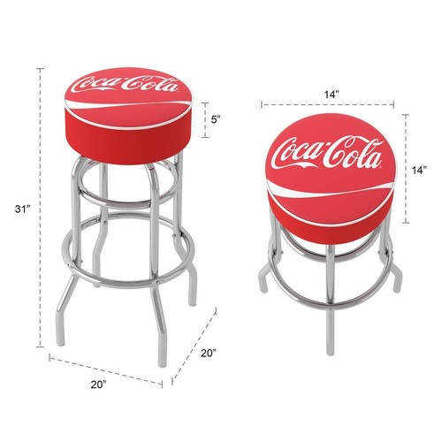 Coca-Cola Logo 31 in. Red Backless Metal Bar Stool with Vinyl Seat - Picture 3 of 7