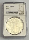 1992 Silver Eagle Dollar $1 - NGC MS 69