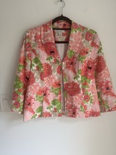 Kim Rogers Women's Floral Blazer 100 Linen Size S