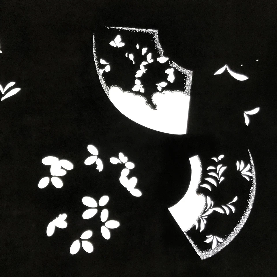 Antigo quimono japonês papel katagami estêncil catazome ventilador dobrável plantas C921 - Imagem 3 de 4