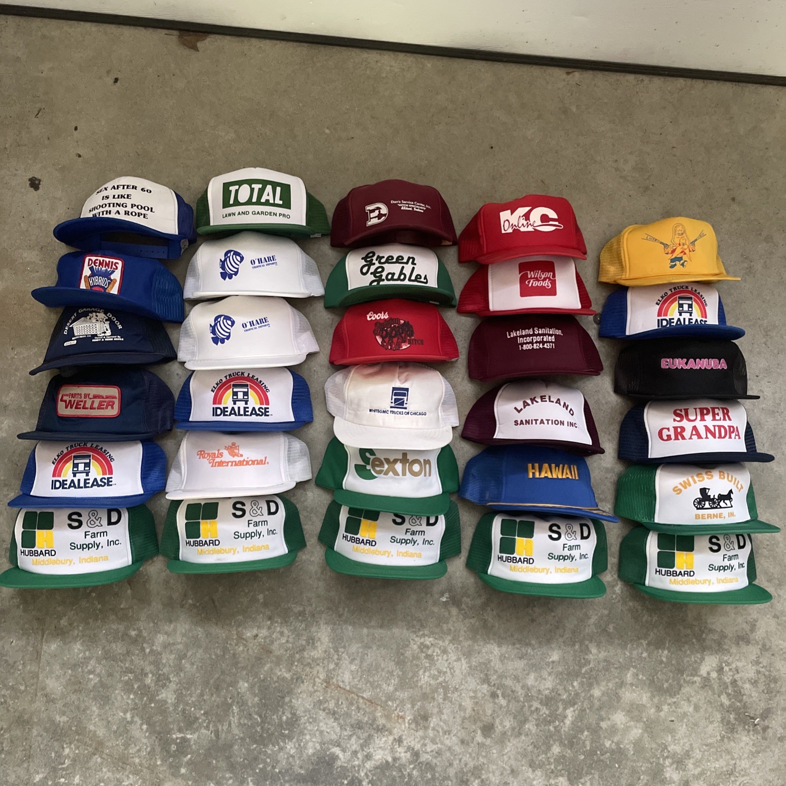 Vintage Lot Of 30 Trucker Hat Cap Snapback Trucker Some USA Made Mesh Foam Patch