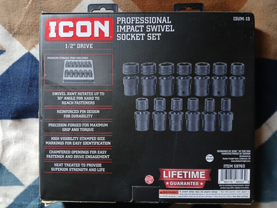 ICON 13UM-13 Professional Impact Swivel Socket Set 1/2” Drive