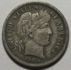 1909 Barber Dime — XF Condition 🔥 Original Surfaces
