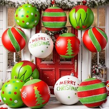 12 Pcs 4 Inch Large Christmas Ball Ornaments Red Green Merry Christmas Orname...