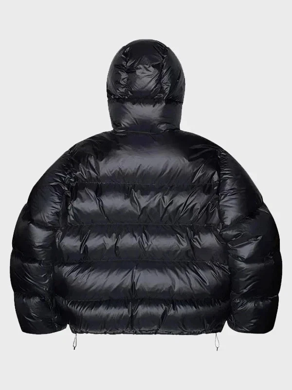 Stussy Puffer Jacket Black Pink Hood - Image 4 of 4