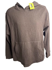 All In Motion Hoodie Mens Medium Brown Textured Knit Pullover Recycled Polyester