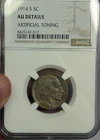 1914 S Buffalo Nickel NGC AU DETAILS ARTIFICAL TONING
