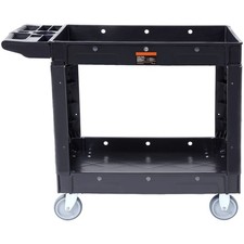 Utility Service Cart, 2 Shelf 550LBS Heavy Duty Plastic Rolling Utility Cart wit