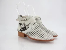 Jeffrey Campbell Womens Everly Boot Size 6.5 Ivory leather Block Heel Buckles