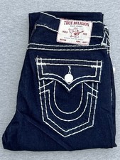 Pantalones de mezclilla rectos relajados True Religion Ricky Super Solapa azules nuevos con etiquetas
