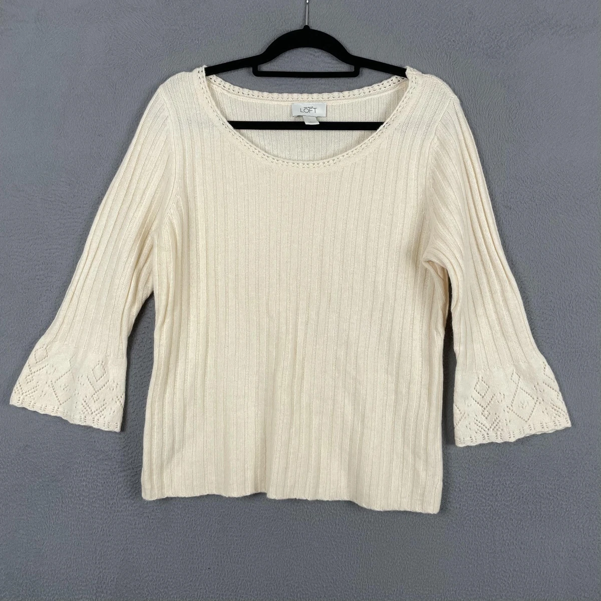 Pull Ann Taylor Col Cheminée Rayé Gris/écru - Taille Small - Occasion Excellent état