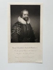 Antique Engraving Portrait Lionel Cranfield, Earl of Middlesex after Mytens 1815