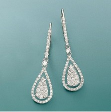 Women Drop Dangle Earrings 2Ct Round Cut Simulated Diamond 14K White Gold Plated